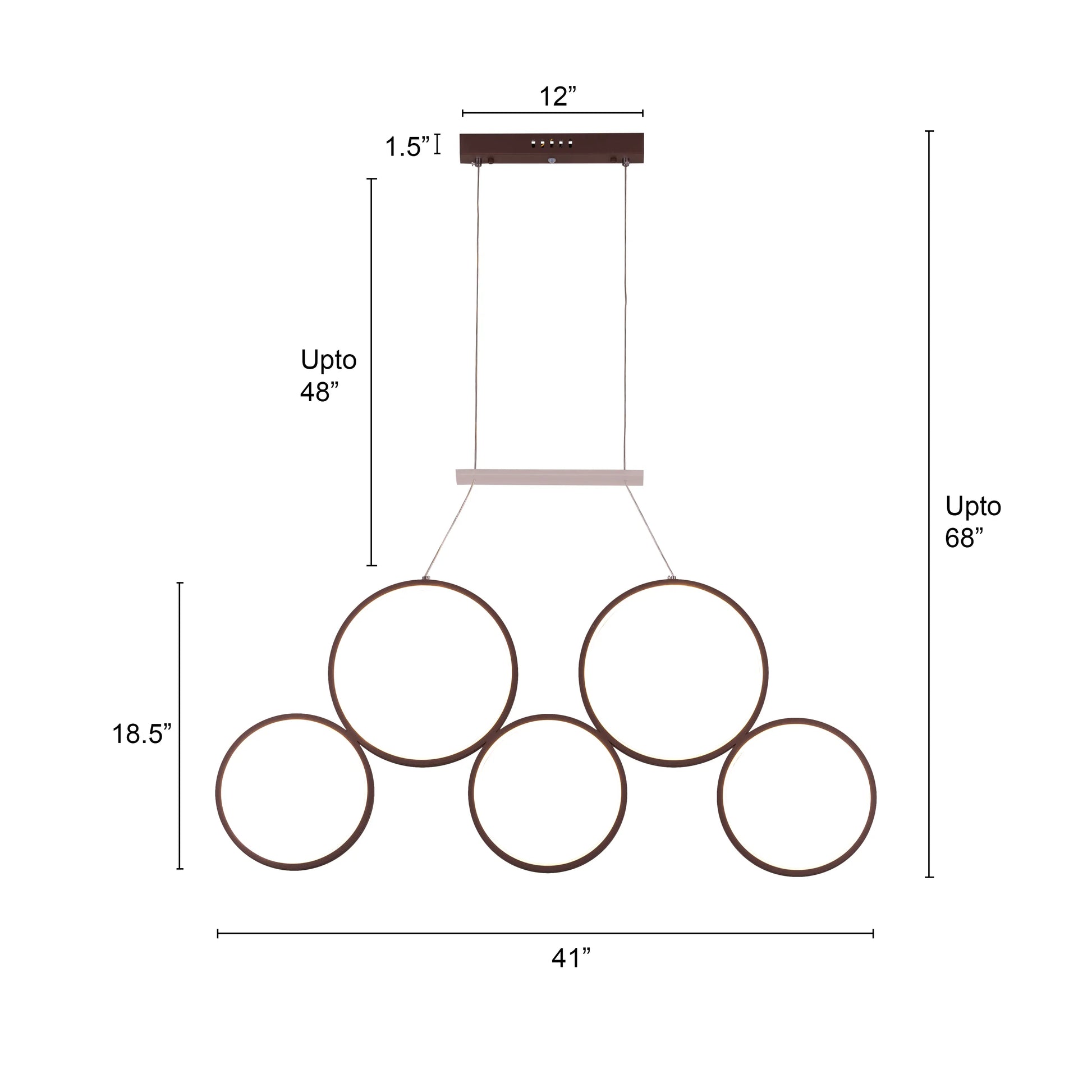 Imposing brown Mirage Chandelier with large-scale LED lighting