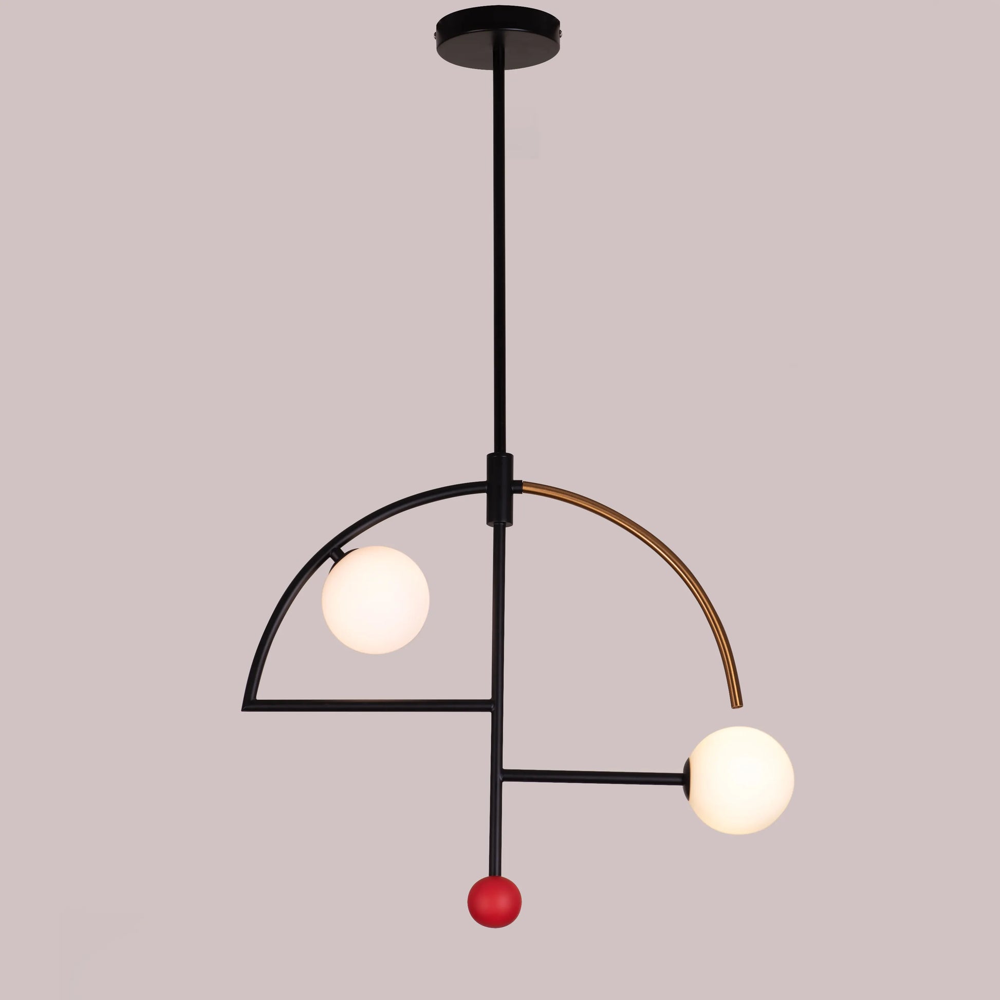 A stylish pendant light named 'Keep On Dancing' featuring a sleek black and gold design. The fixture showcases a dynamic, flowing shape, with a matte black exterior contrasted by a radiant gold interior that reflects warm light. Its modern and elegant look adds a sense of movement and sophistication to any room.