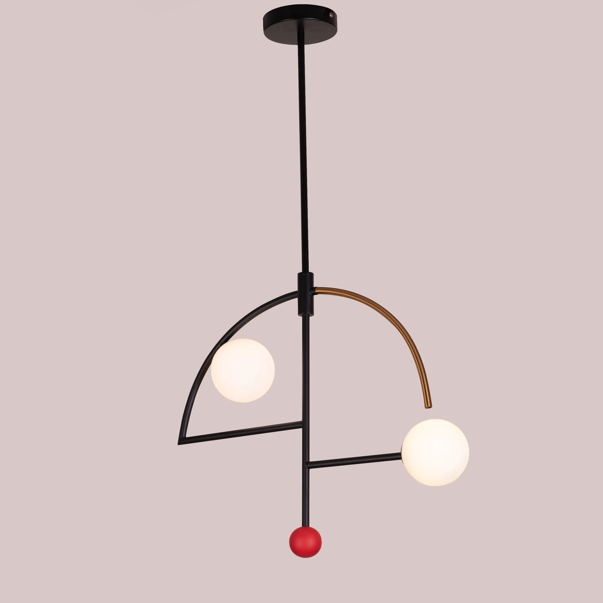 A stylish pendant light named 'Keep On Dancing' featuring a sleek black and gold design. The fixture showcases a dynamic, flowing shape, with a matte black exterior contrasted by a radiant gold interior that reflects warm light. Its modern and elegant look adds a sense of movement and sophistication to any room.