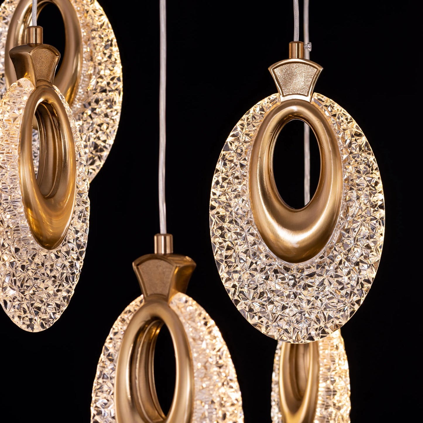 Storming The Castle (Large, Gold, Dimmable LED with Remote Control) Double Height Chandelier