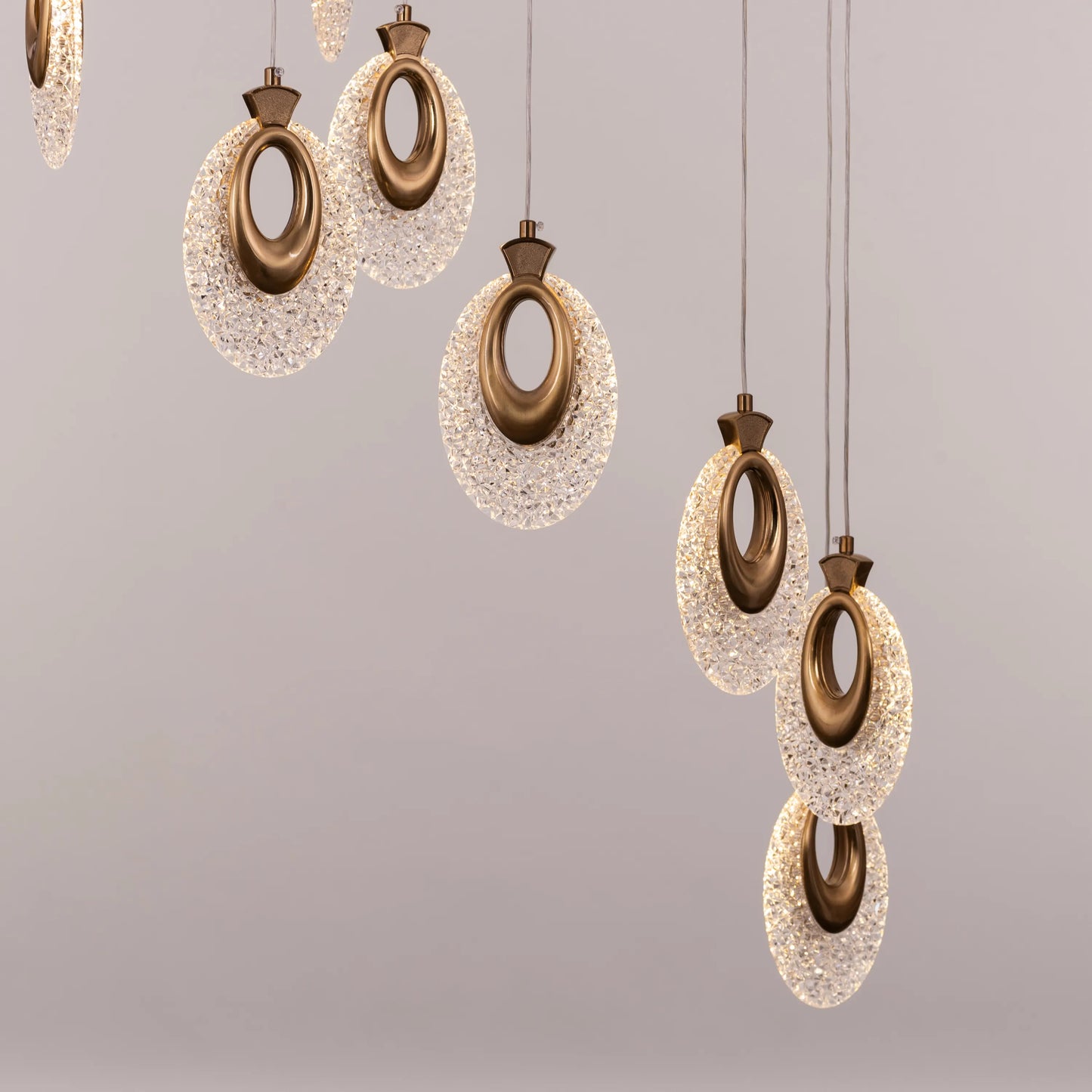 Storming The Castle (Large, Gold, Dimmable LED with Remote Control) Double Height Chandelier