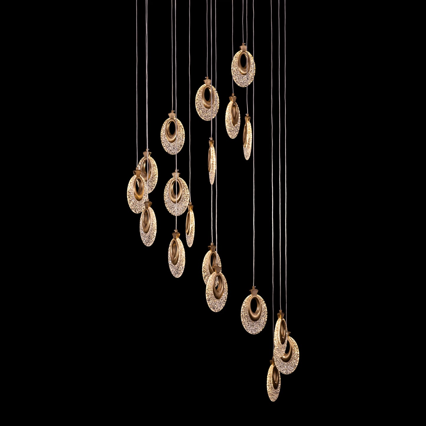 Storming The Castle (Large, Gold, Dimmable LED with Remote Control) Double Height Chandelier