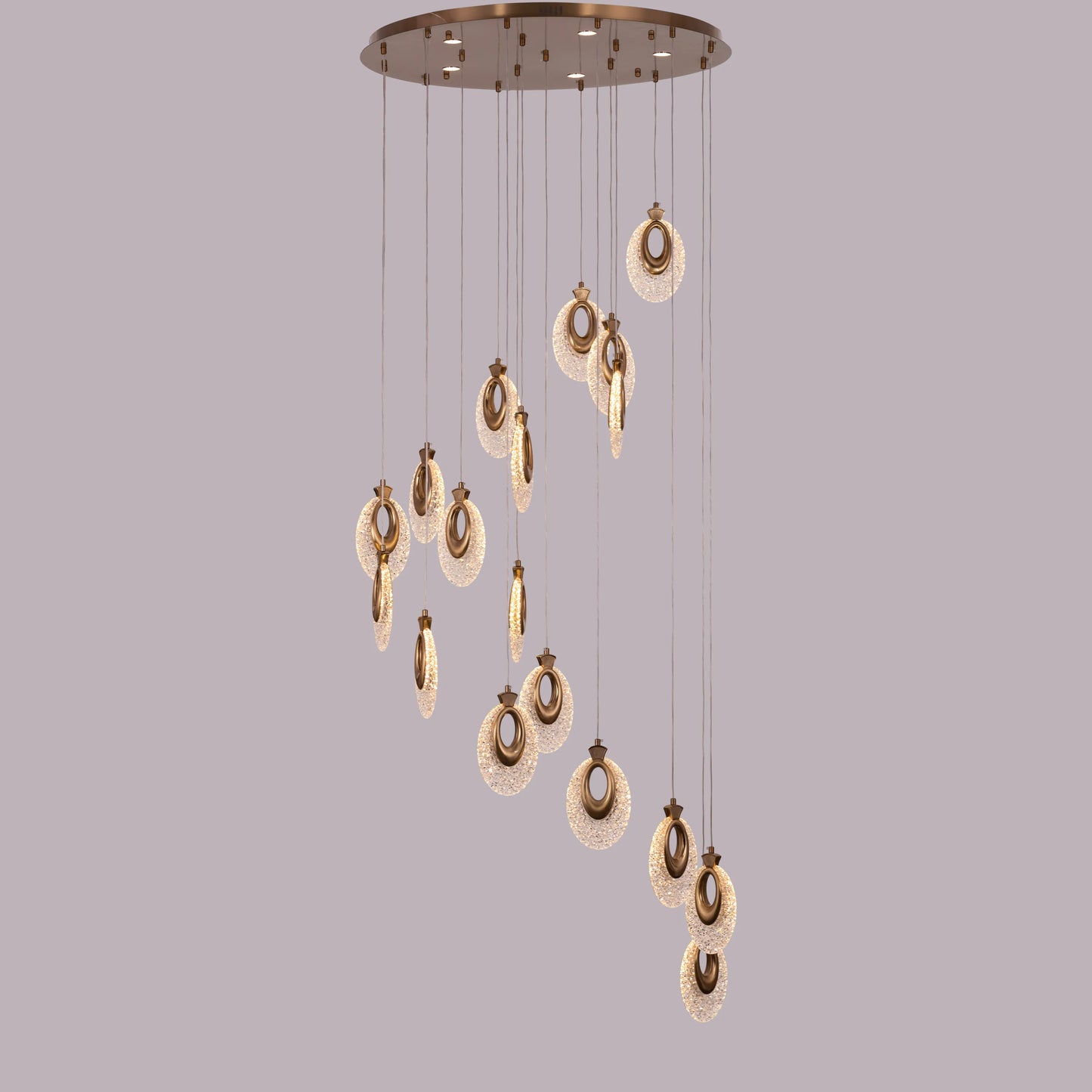 Storming The Castle (Large, Gold, Dimmable LED with Remote Control) Double Height Chandelier