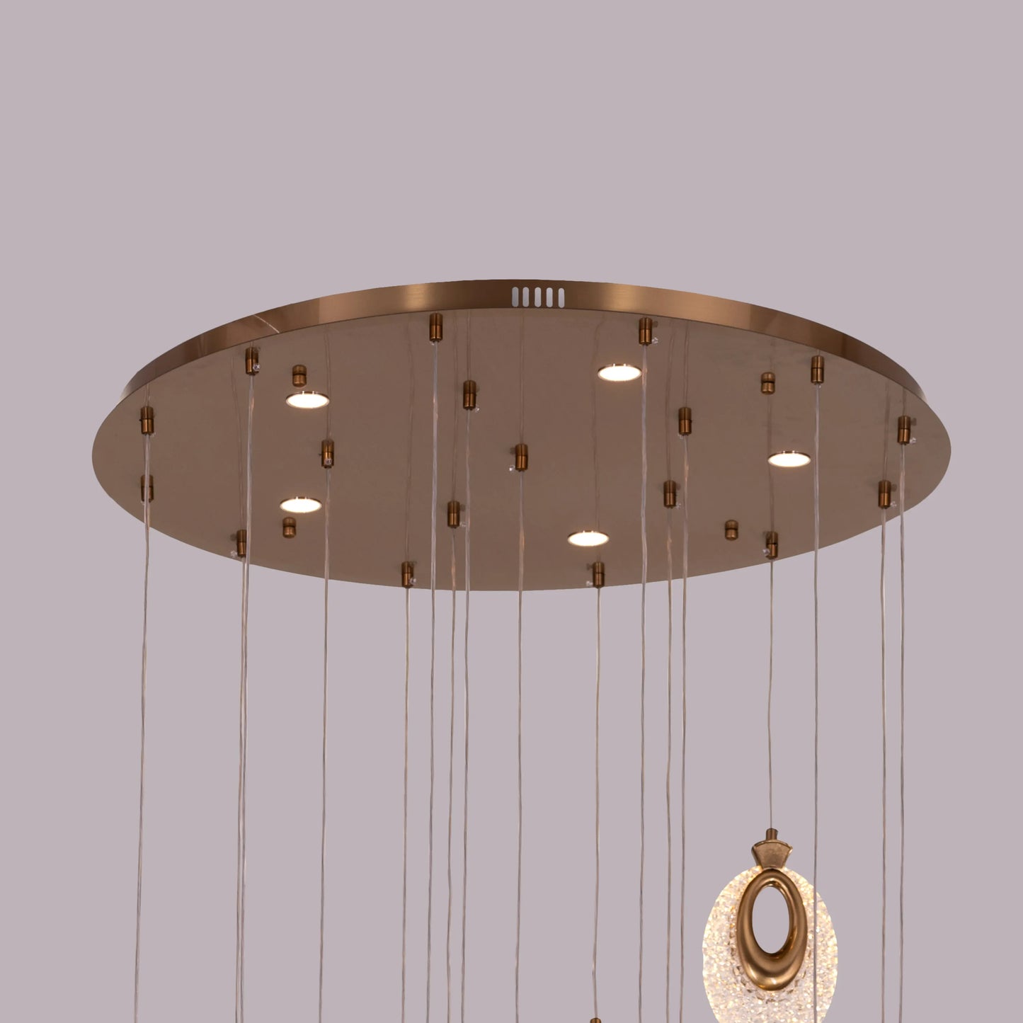 Storming The Castle (Large, Gold, Dimmable LED with Remote Control) Double Height Chandelier