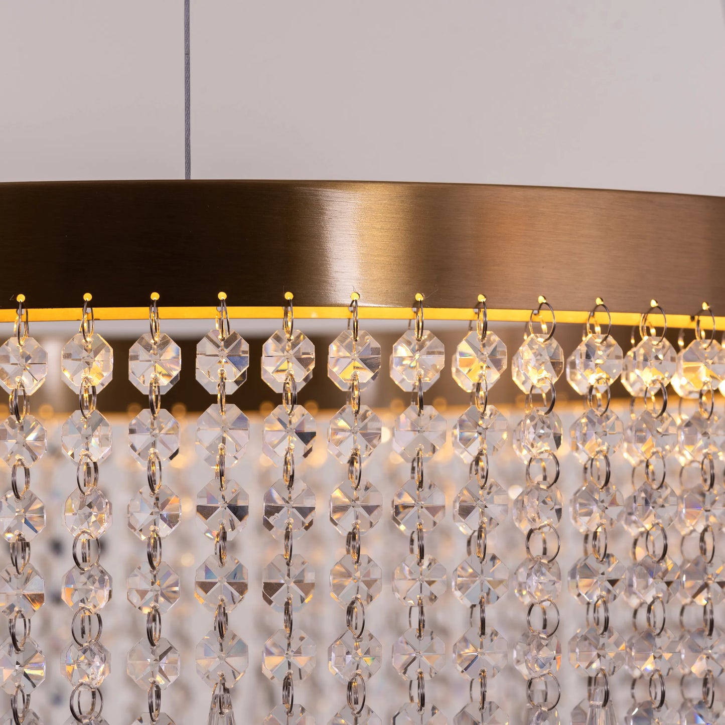 Keep Her Happy (Medium, Round, Gold, Dimmable LED with Remote Control) Crystal Chandelier