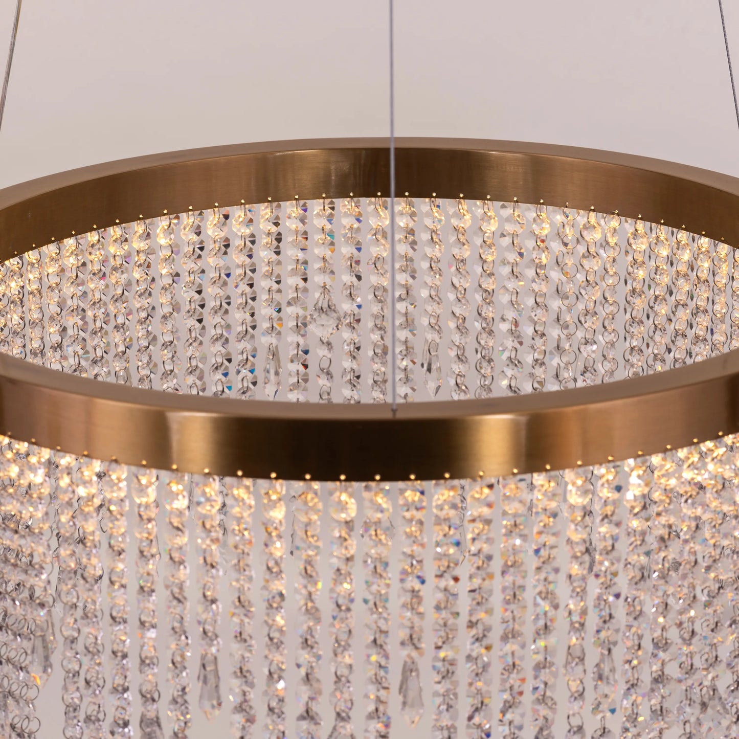 Keep Her Happy (Medium, Round, Gold, Dimmable LED with Remote Control) Crystal Chandelier