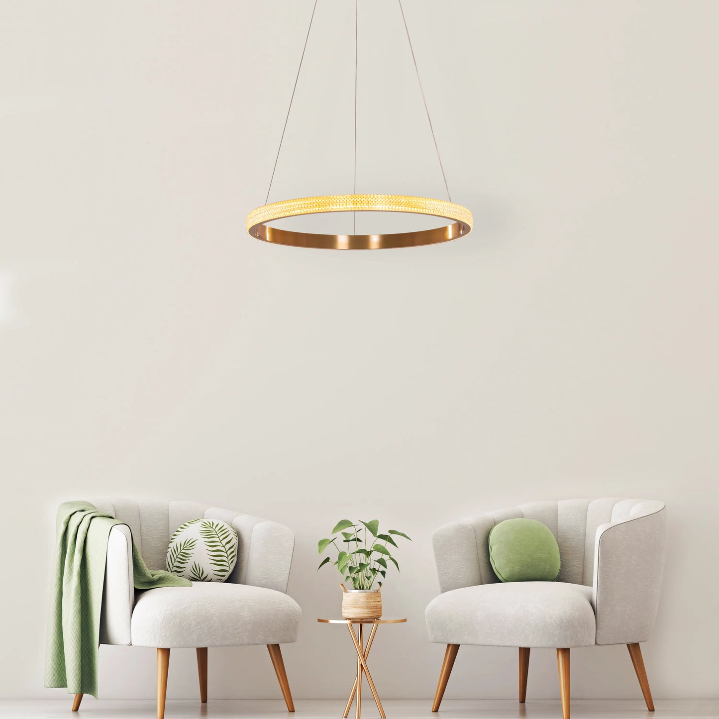 Modern Love Reaction Pendant Light with Luxurious Gold Finish and Dimmable LED with Remote