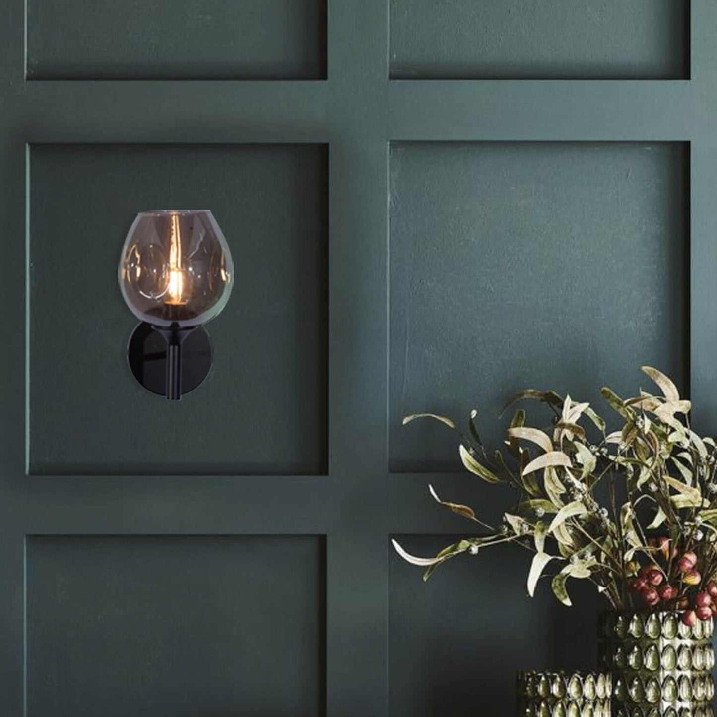 Sleek black wall sconce, mesmerizing glow, destiny's whispers.
