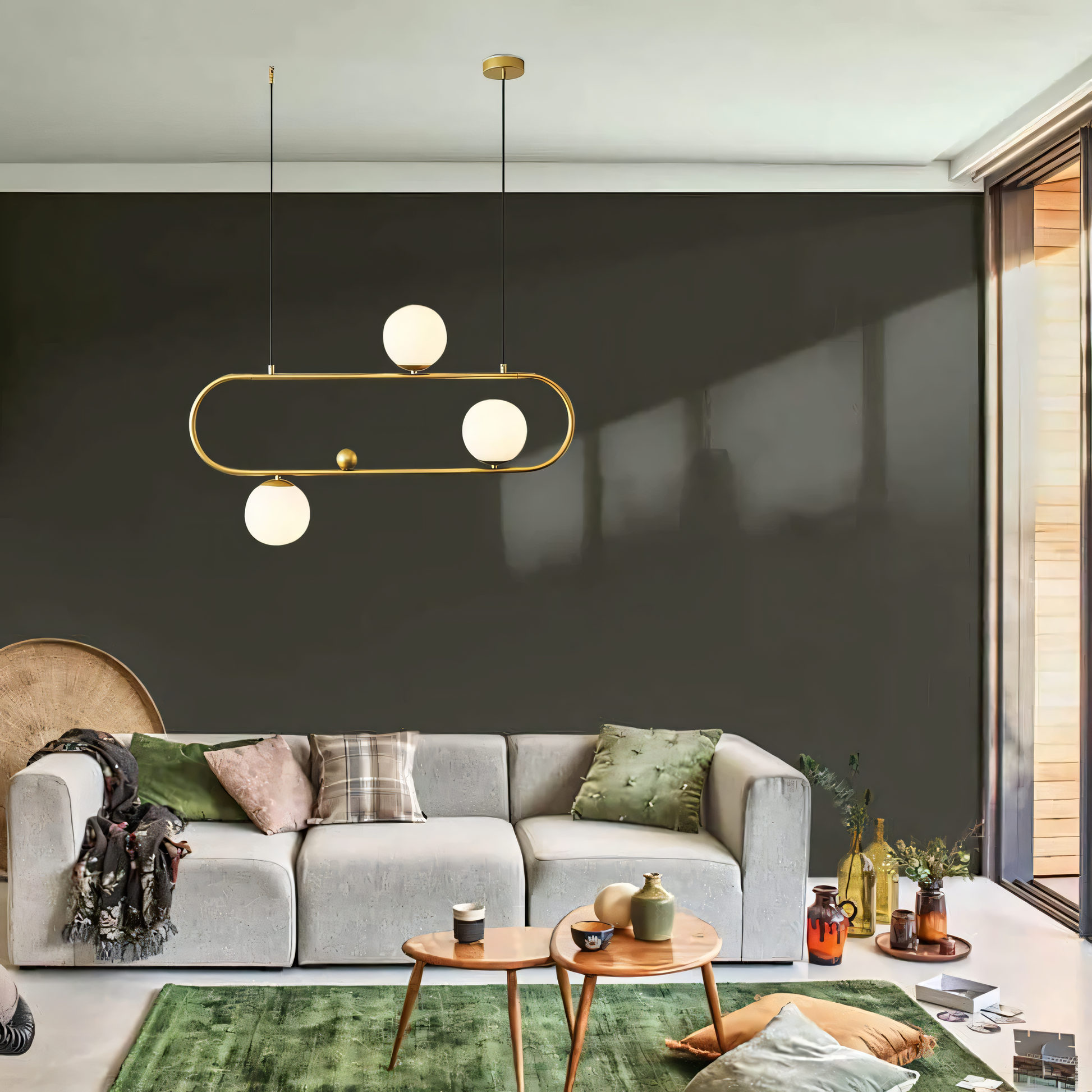 Delicate crystal pendants catching and refracting the light