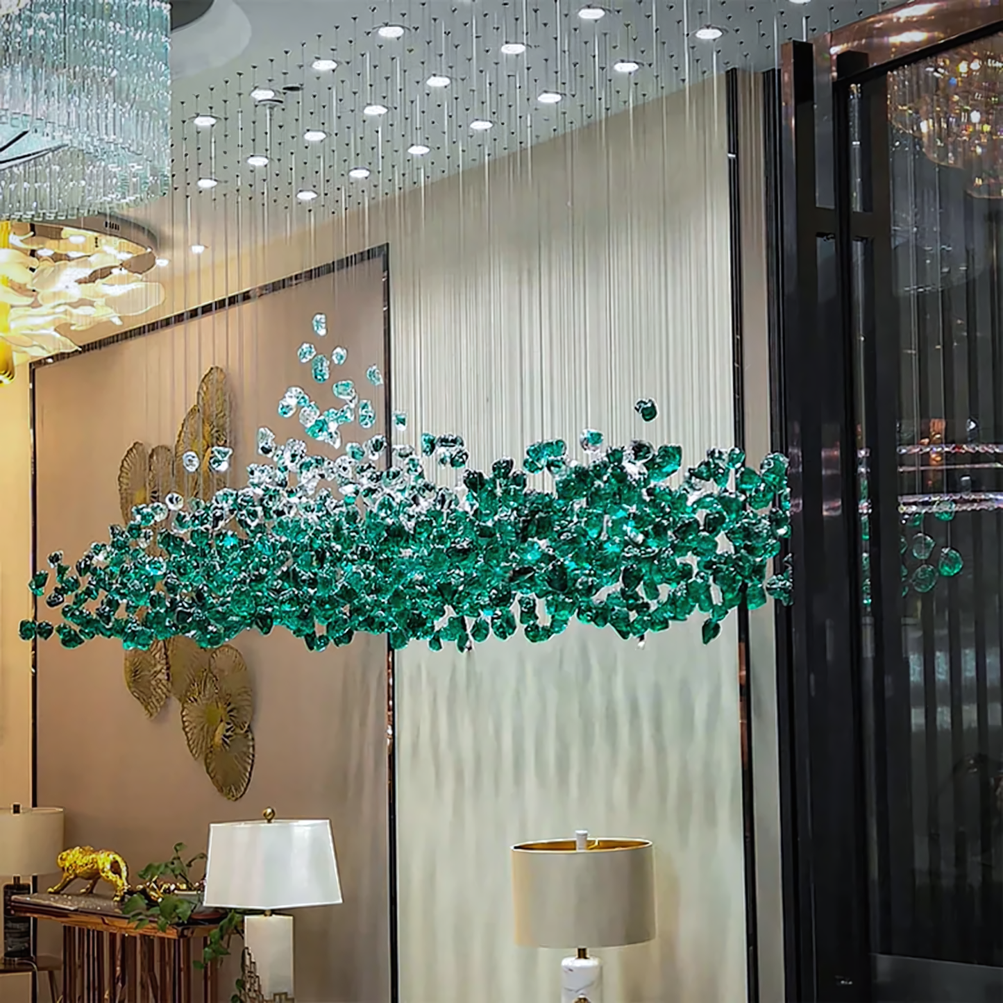 Energy-efficient LED technology of the Falling Star Chandelier