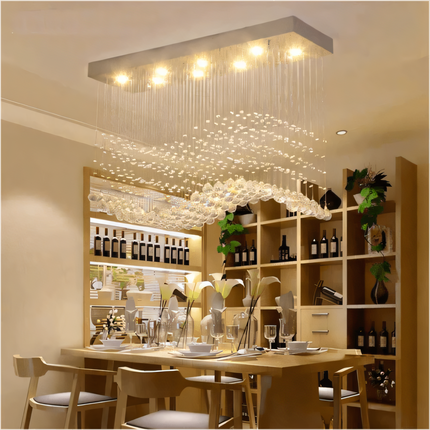  Rectangular Raindrop Wave Crystal Chandelier