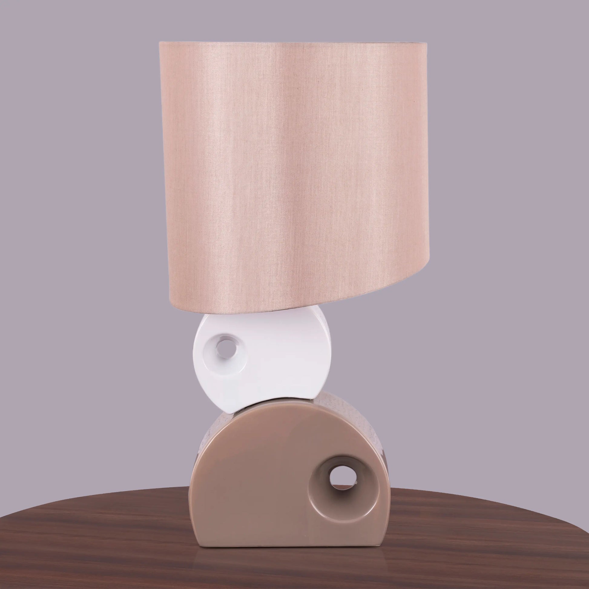 Two-step ceramic lamp with fabric shade