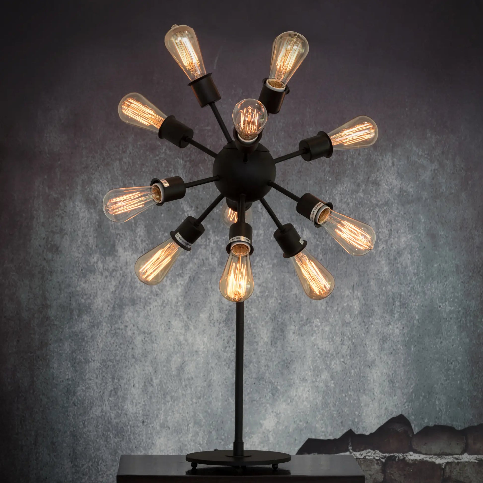 Celestial-Themed Black Table Lamp with Orbiting Bulbs