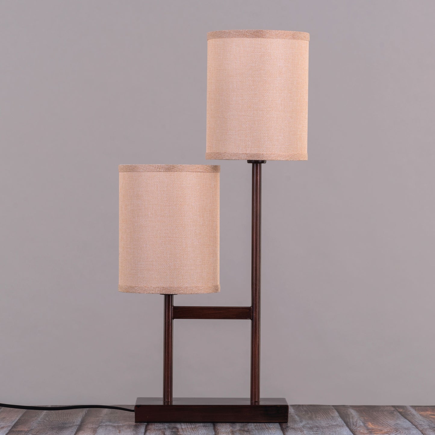 Cozy and inviting creamy fabric shade