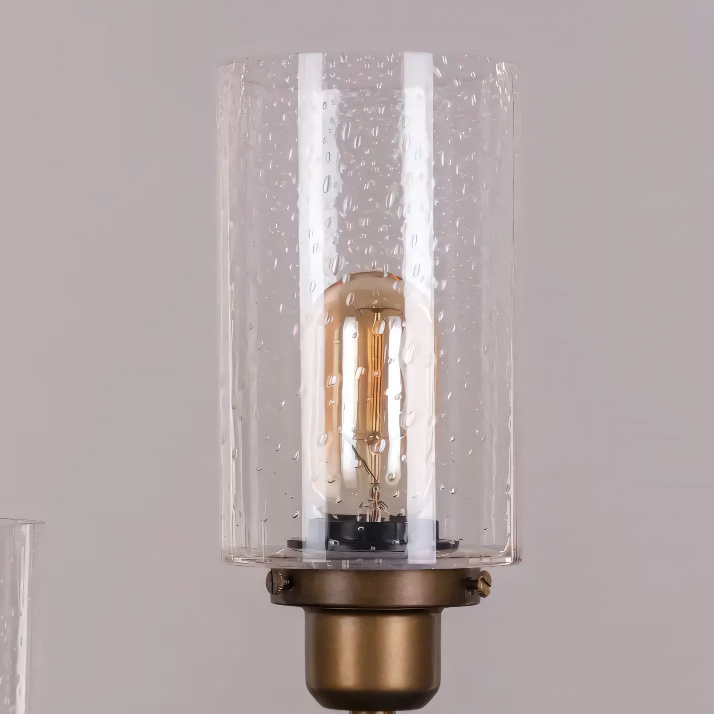 Antique-Look Three Light Bronze and Flecked Glass Lamp