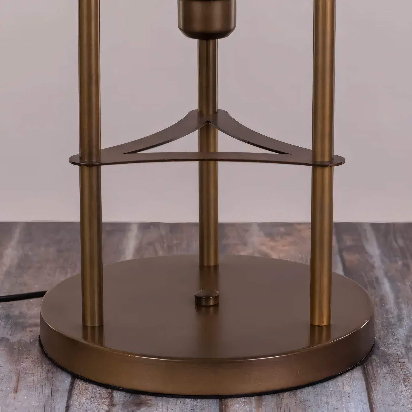 Vintage Bronze Lamp with Ornate Glass Hurricanes