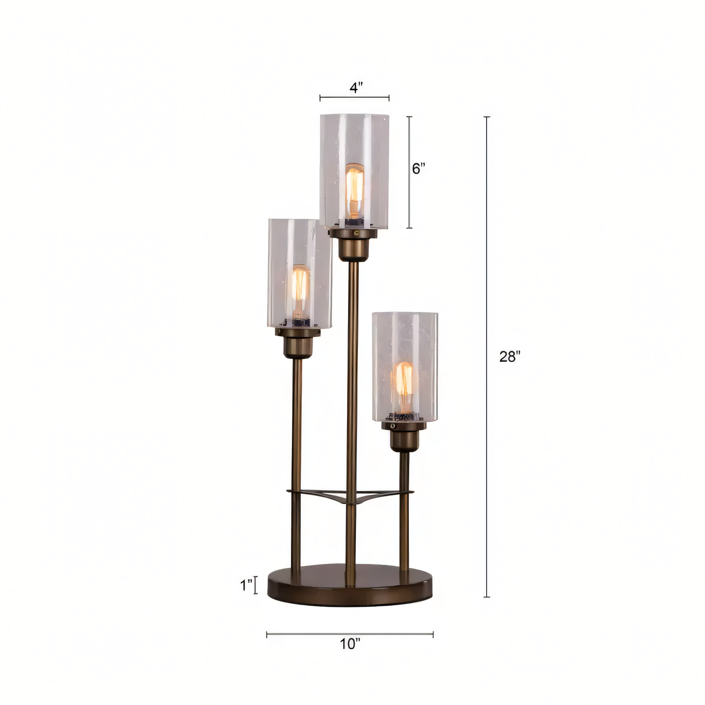 Vintage European-Inspired Bronze Gold Three Light Lamp