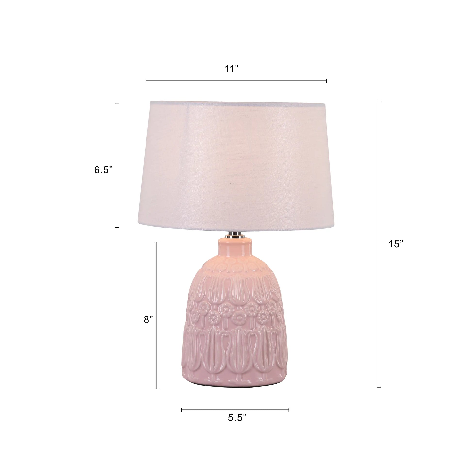 Soft fabric shade diffusing warm, inviting light