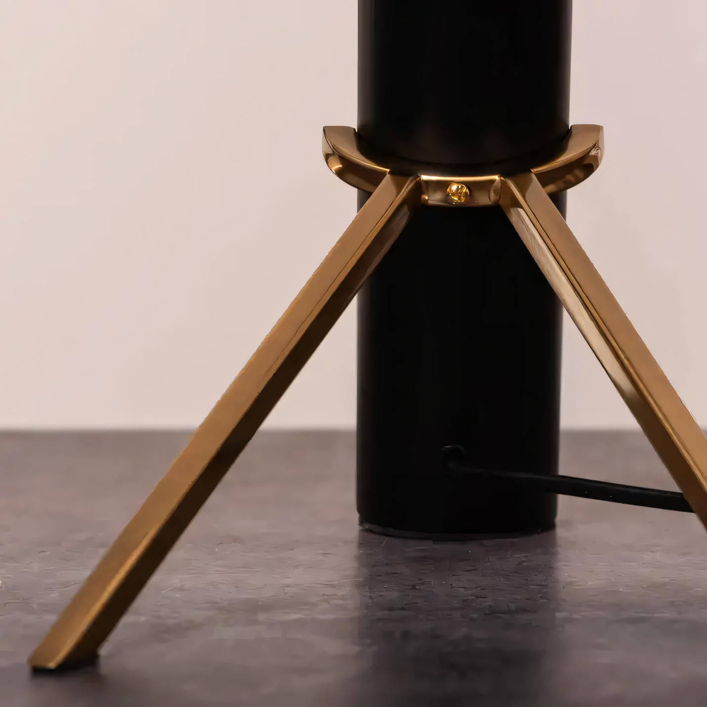 Contemporary Black Metal Lamp with Gold Details