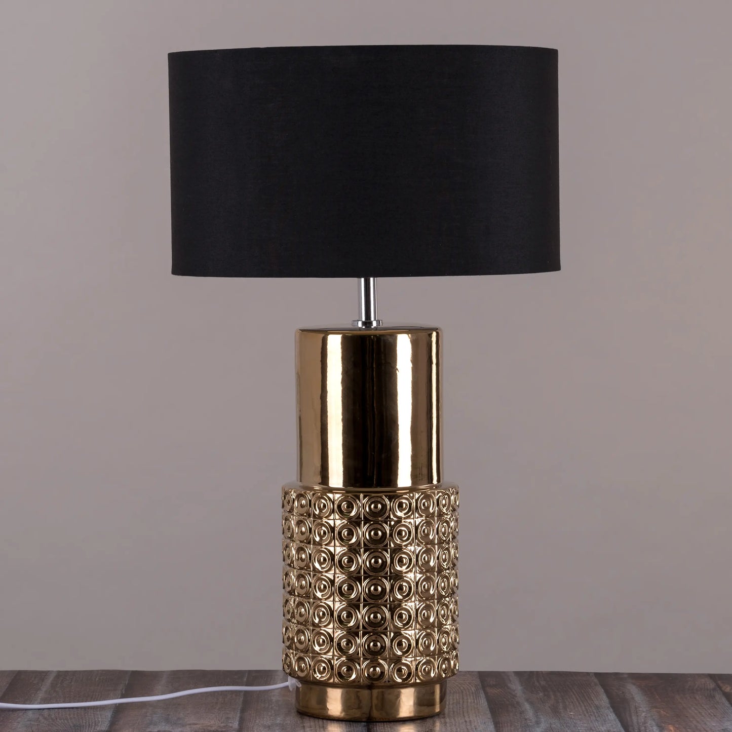 Rechargeable gold ceramic table lamp for convenience