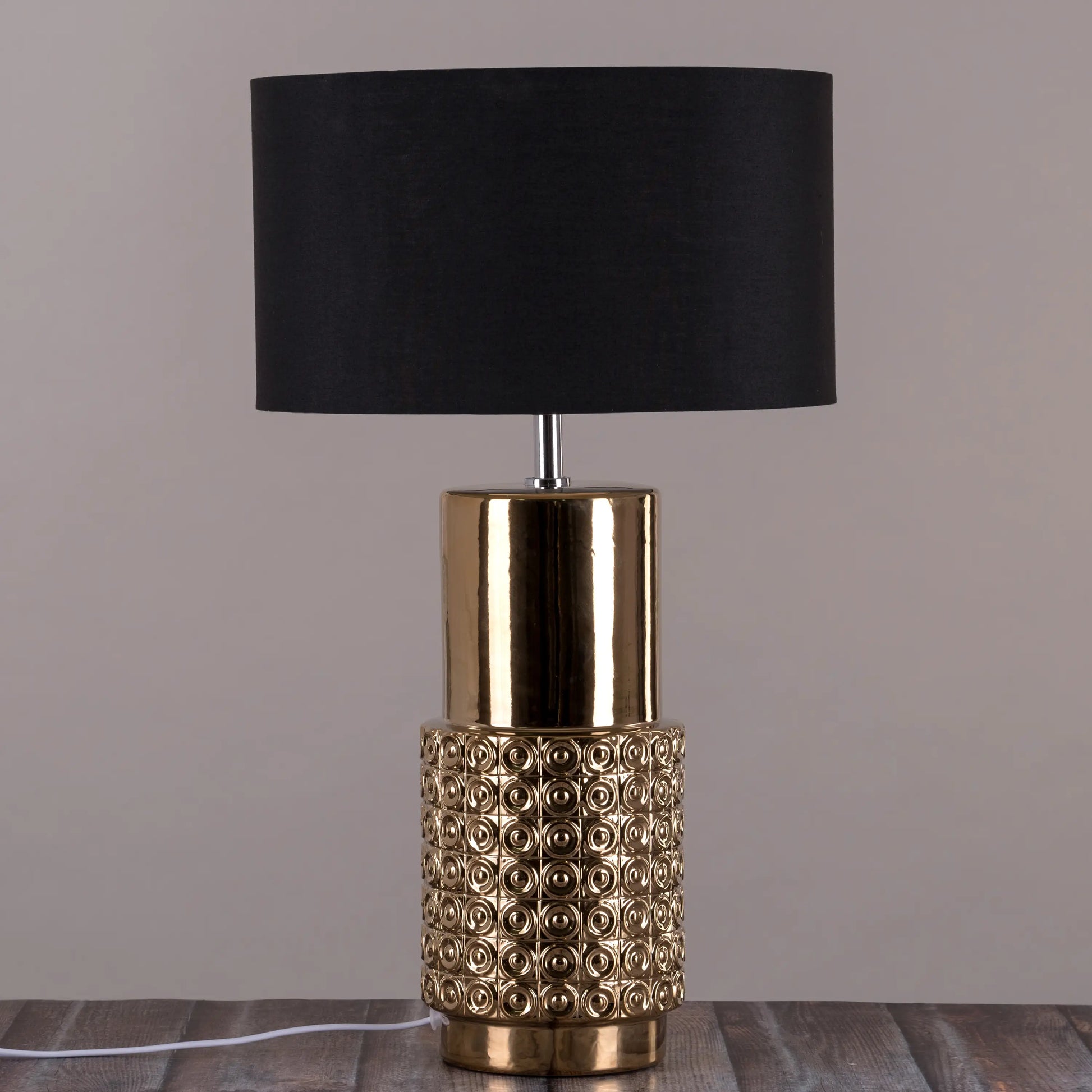 Rechargeable gold ceramic table lamp for convenience