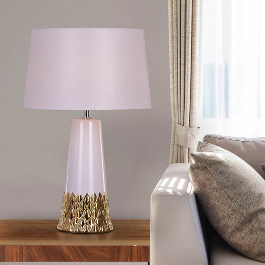 Day For a Knight White and Gold Ceramic Table Lamp