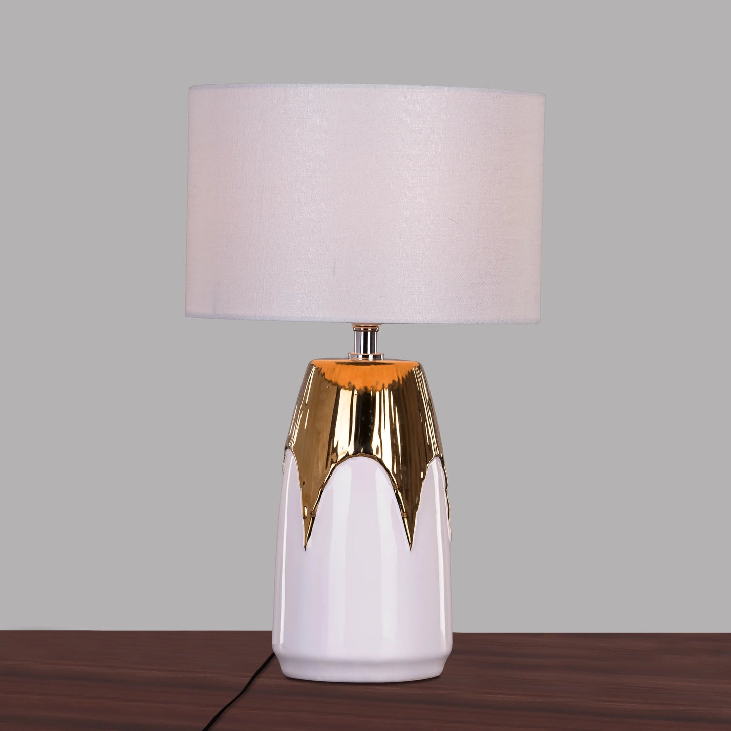 Elegant fabric shade diffusing warm, inviting light