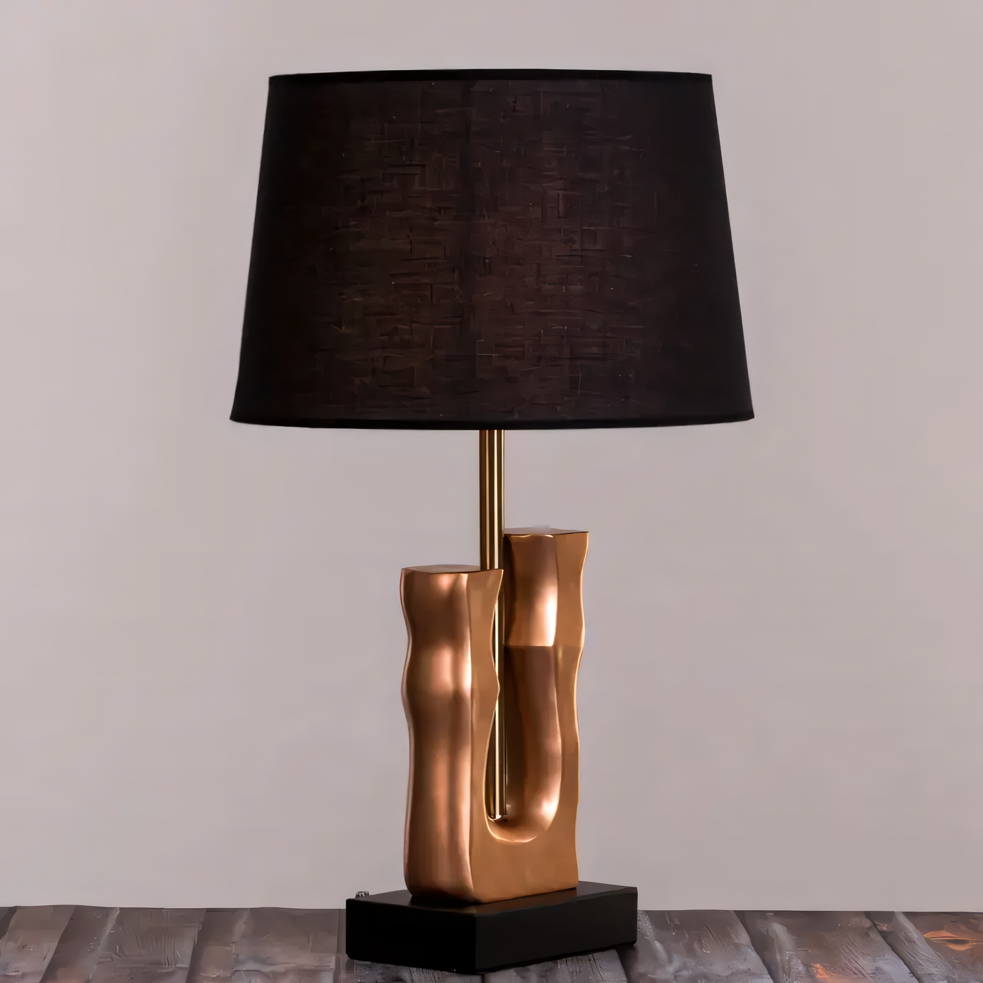 Minimalist marble table lamp with gold accents