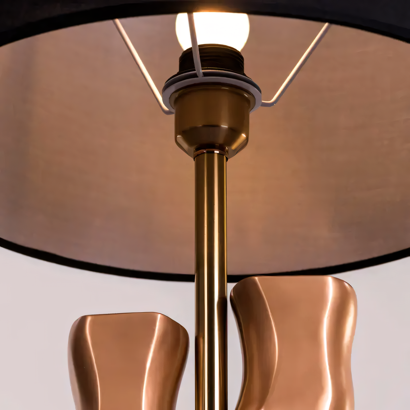 Marble and metal table lamp with matte gold finish