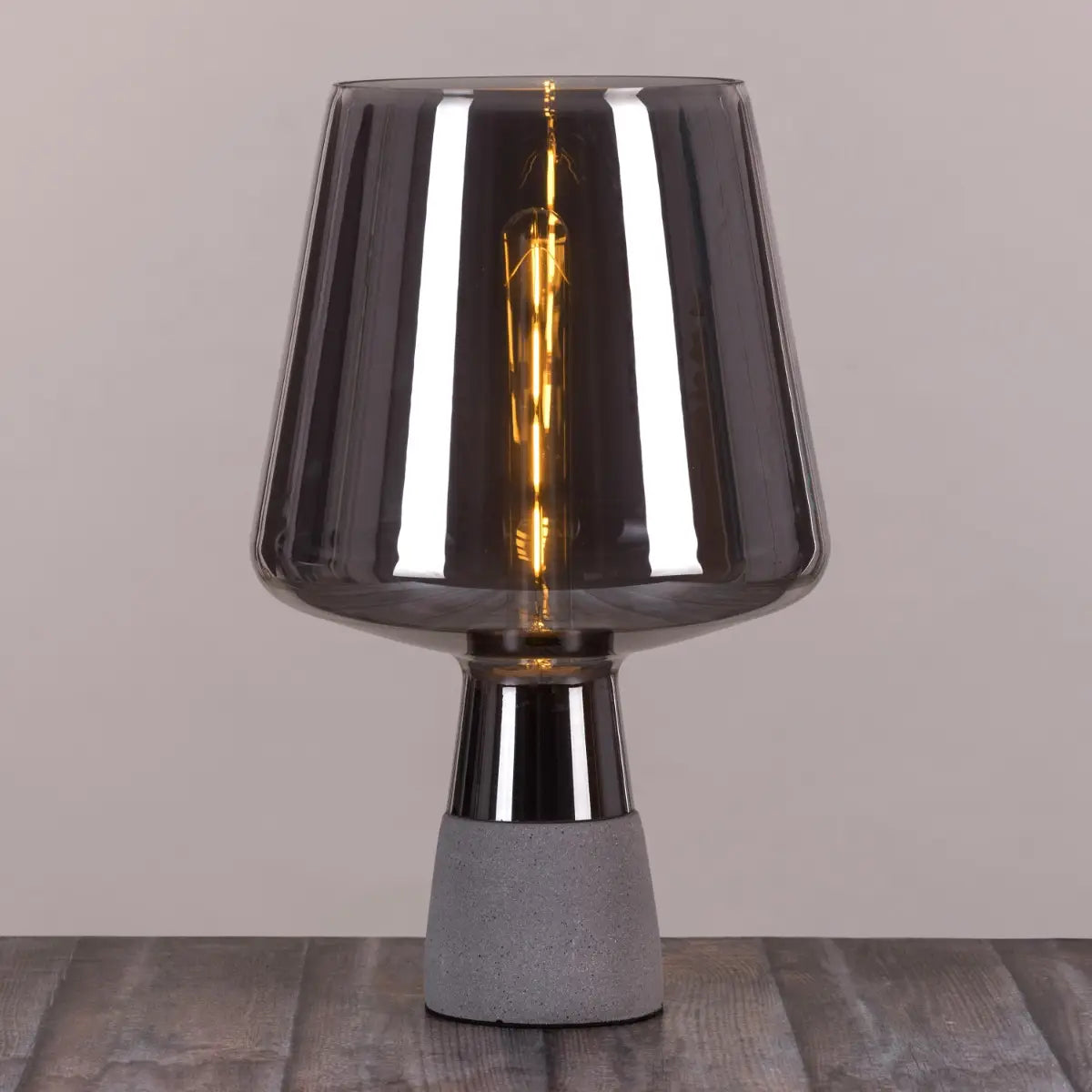 Smokey grey table lamp with captivating depth