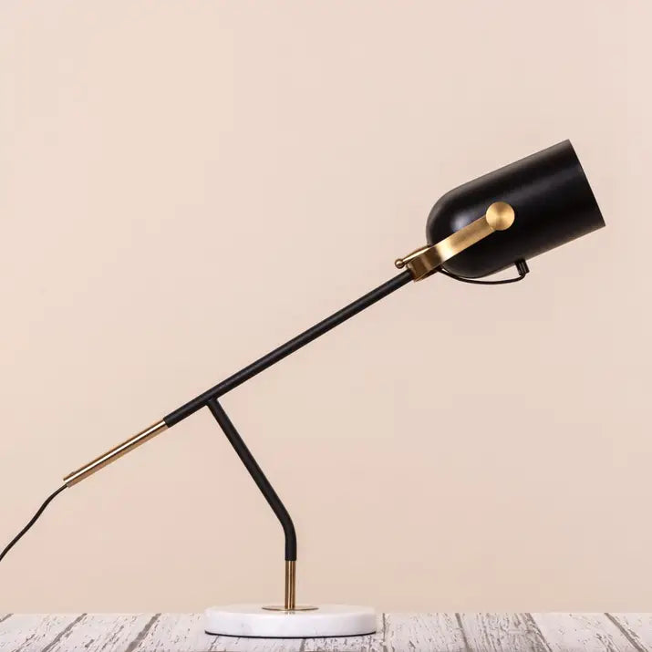 Elegant study lamp with contrasting finishes