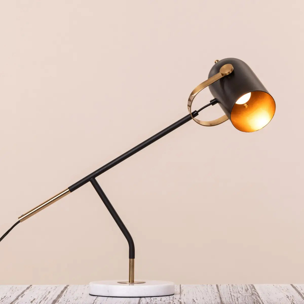 Marble and metal study lamp for modern interiors