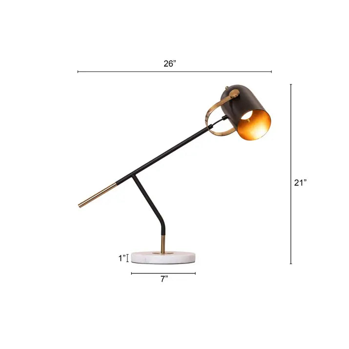 Timeless study lamp with natural marble elements