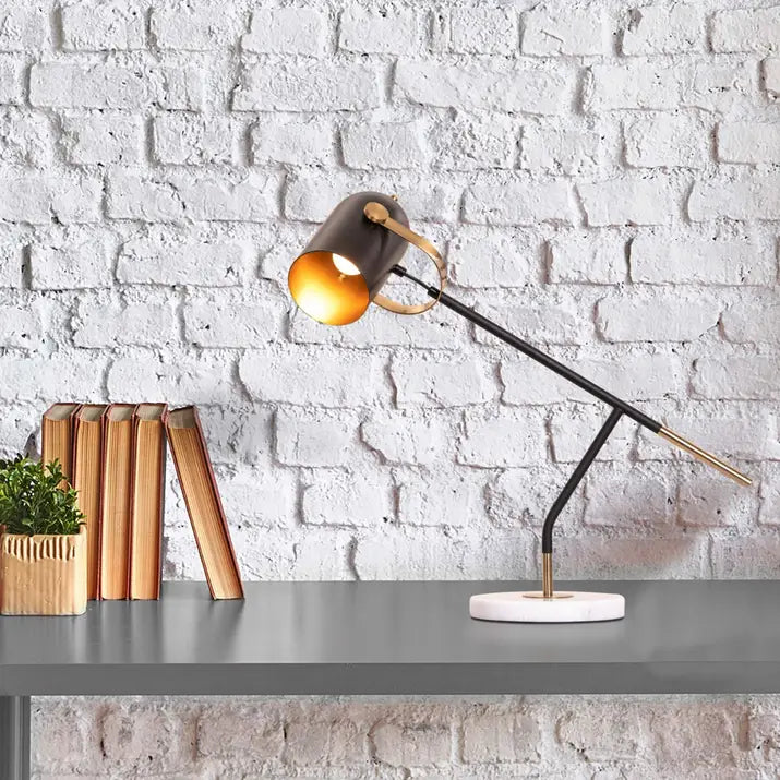 Black and gold metal frame study table lamp