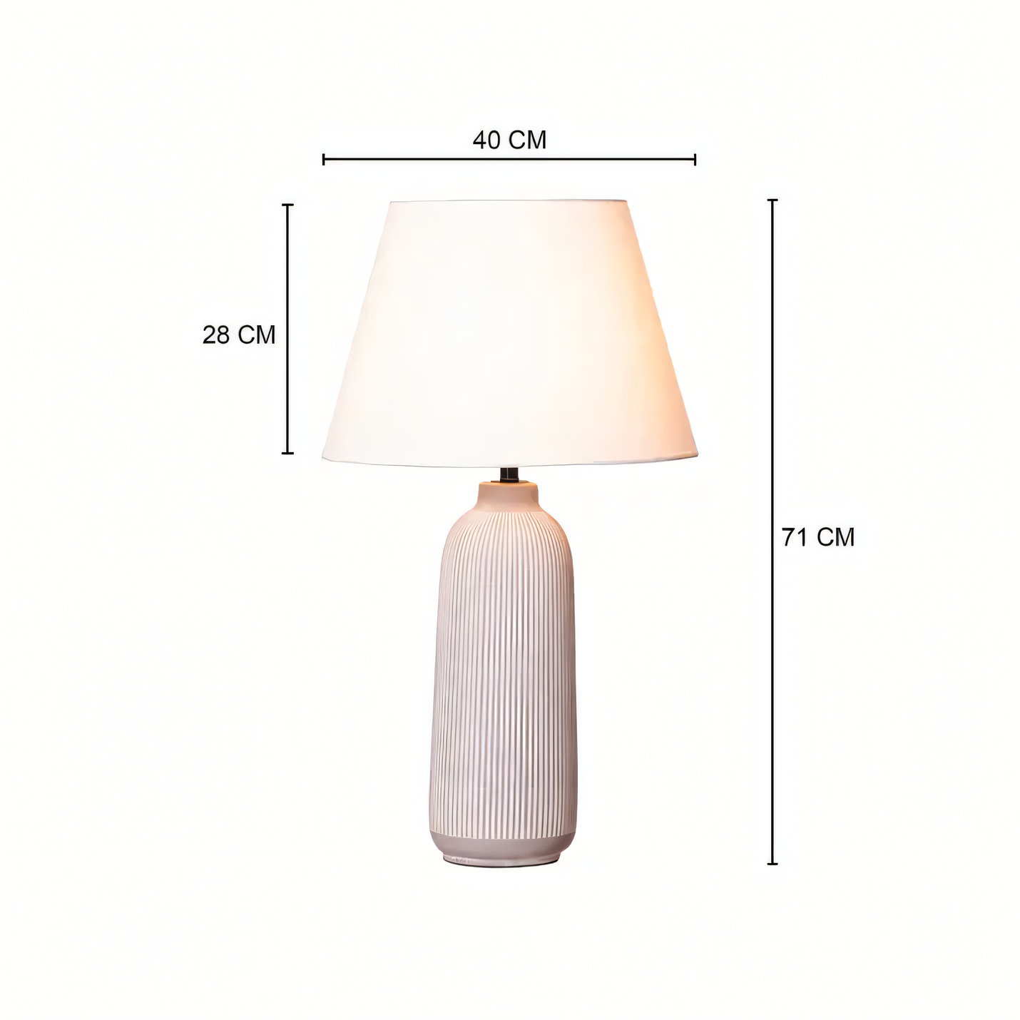 Artisanal White Ceramic Table Lamp with Fabric Shade