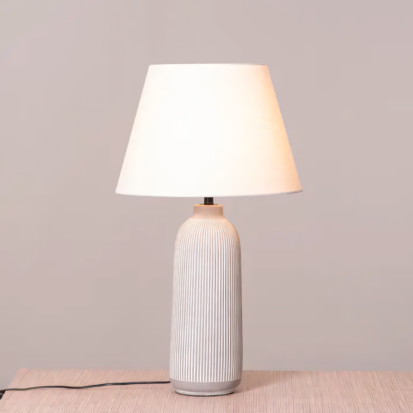 Minimalist White and Grey Ceramic Table Lamp