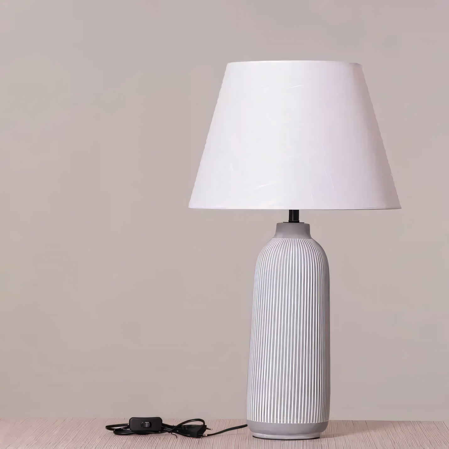 Handmade White and Grey Ceramic Umbrella Lamp