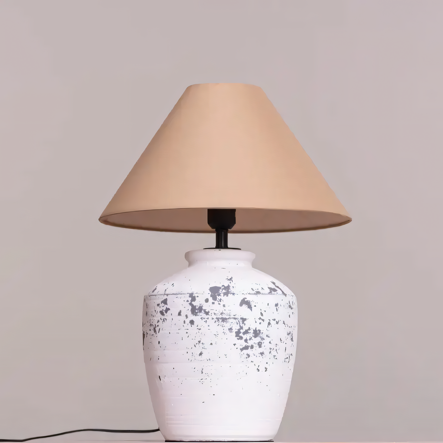 Rustic Mediterranean Table Lamp in White Beige