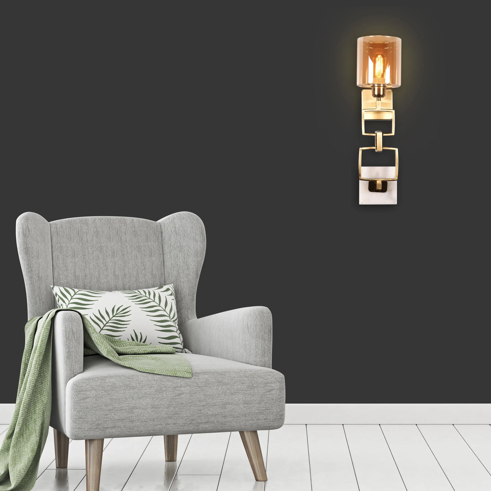 Roman Summer Marble Glass Wall Light – luxury wall light featuring a refined marble and glass design, providing soft ambient lighting and timeless elegance for upscale interiors.