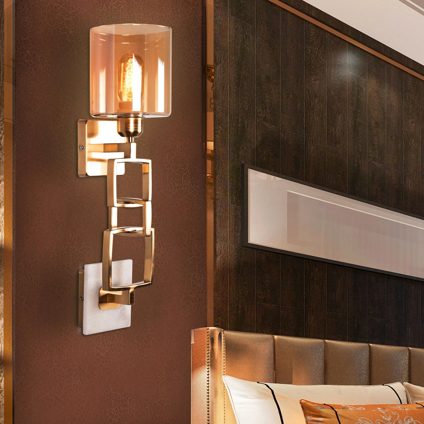 Roman Summer Marble Glass Wall Light – luxury wall light featuring a refined marble and glass design, providing soft ambient lighting and timeless elegance for upscale interiors.