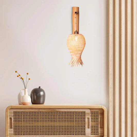 Fishwives Tale Rattan Wall Light in Natural Finish