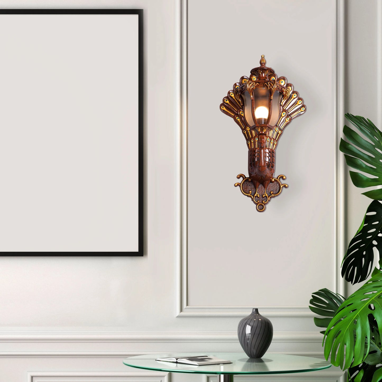 Plume Frosted Glass Wall Light - luxurious wall light with frosted glass shade, providing soft, ambient lighting with an elegant, plume-inspired design.