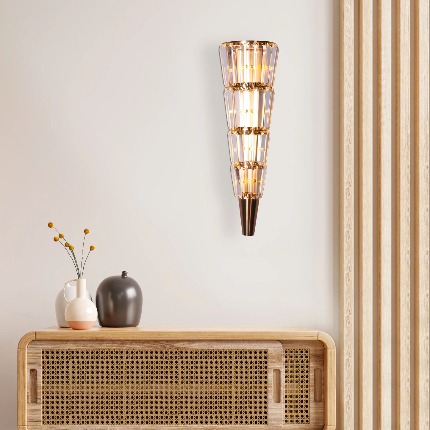 Sparkling Your Grace Glass Crystal Wall Light in Polished Chrome Finish