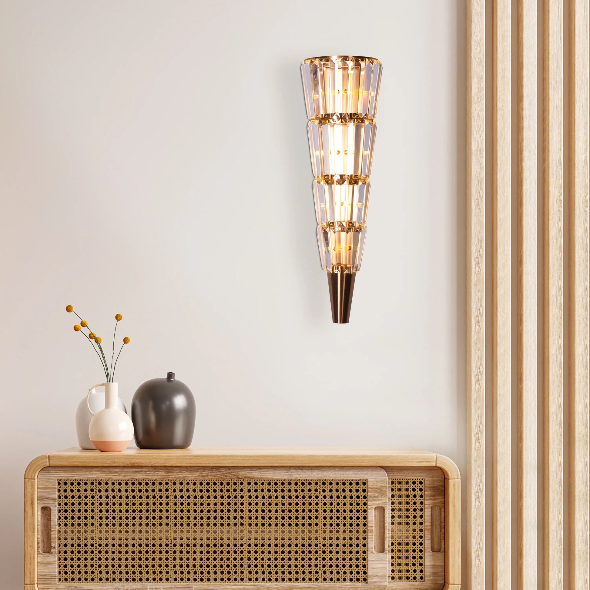 Sparkling Your Grace Glass Crystal Wall Light in Polished Chrome Finish