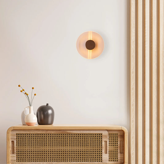 "Read Me Down" 3 Color LED Textured Glass Wall Light - A sleek, modern wall sconce with a textured glass shade that diffuses a dynamic, tri-color LED light.