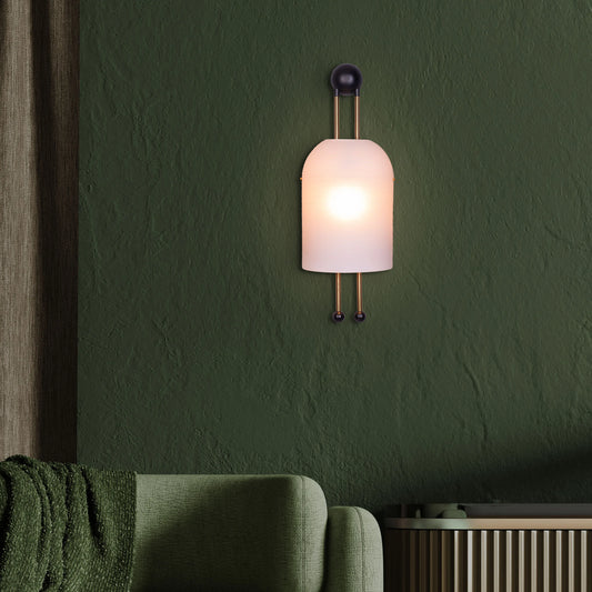"Day In My Dream" Frosted Glass Wall Light - A sleek, modern wall sconce with a frosted glass shade that diffuses warm, glowing light.