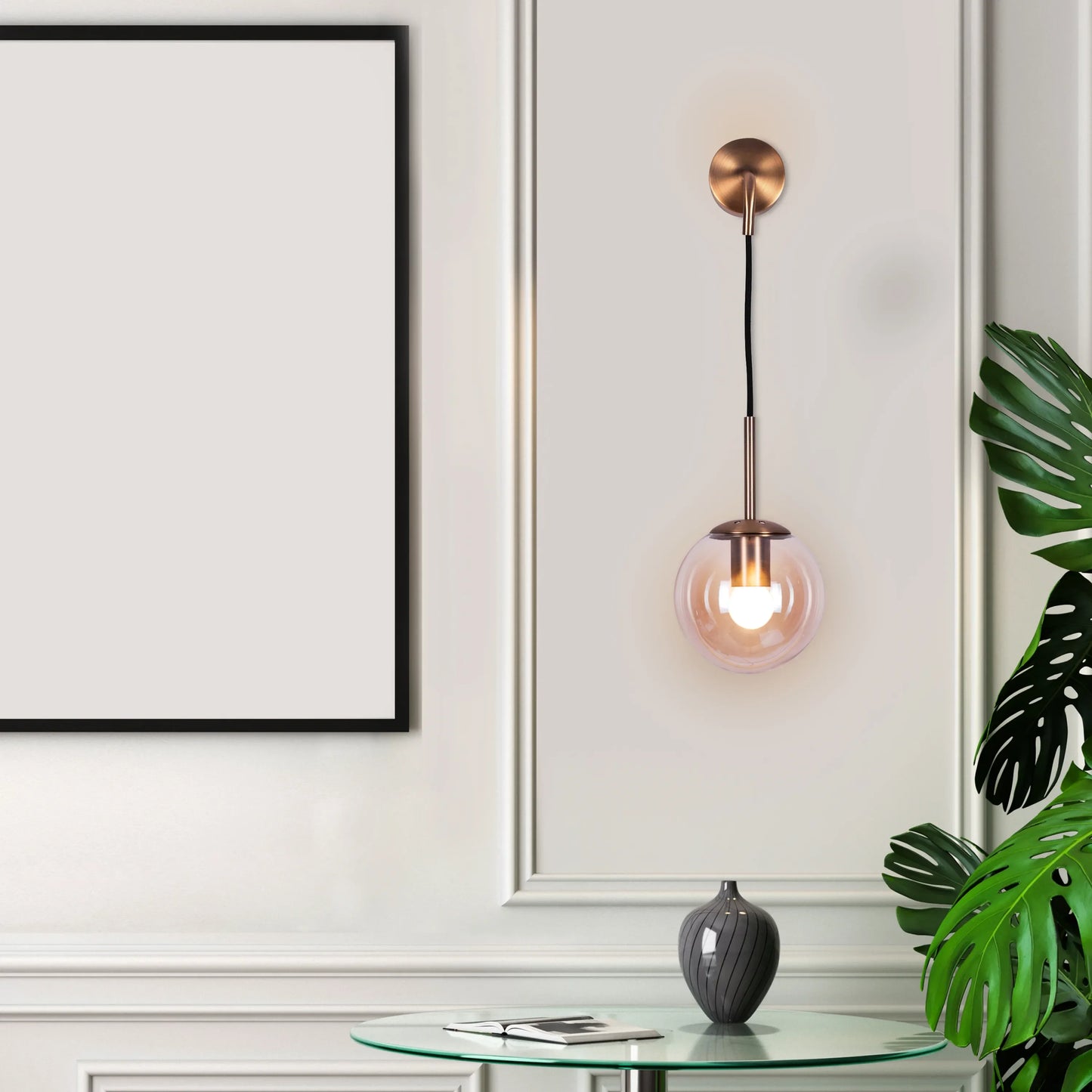 Elevated Glass Wall Light – minimalist wall light with clear glass design, providing warm, ambient lighting for sophisticated and modern interiors.