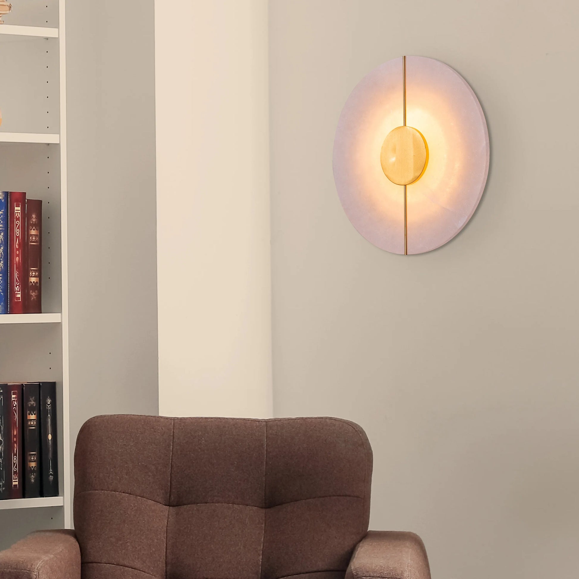 Boomerang (Gold, White) Built-In LED Alabaster Wall Light – a luxurious wall light with a unique boomerang shape, featuring a gold and alabaster finish that provides soft, ambient LED lighting ideal for upscale interiors.