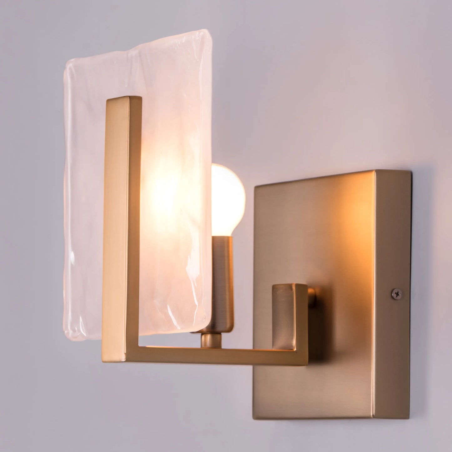 Gold Haze Glass Wall Light - Luxurious contemporary wall sconce featuring ethereal gold-tinted glass and elegant metallic finish, creating diffused ambient lighting for sophisticated interiors