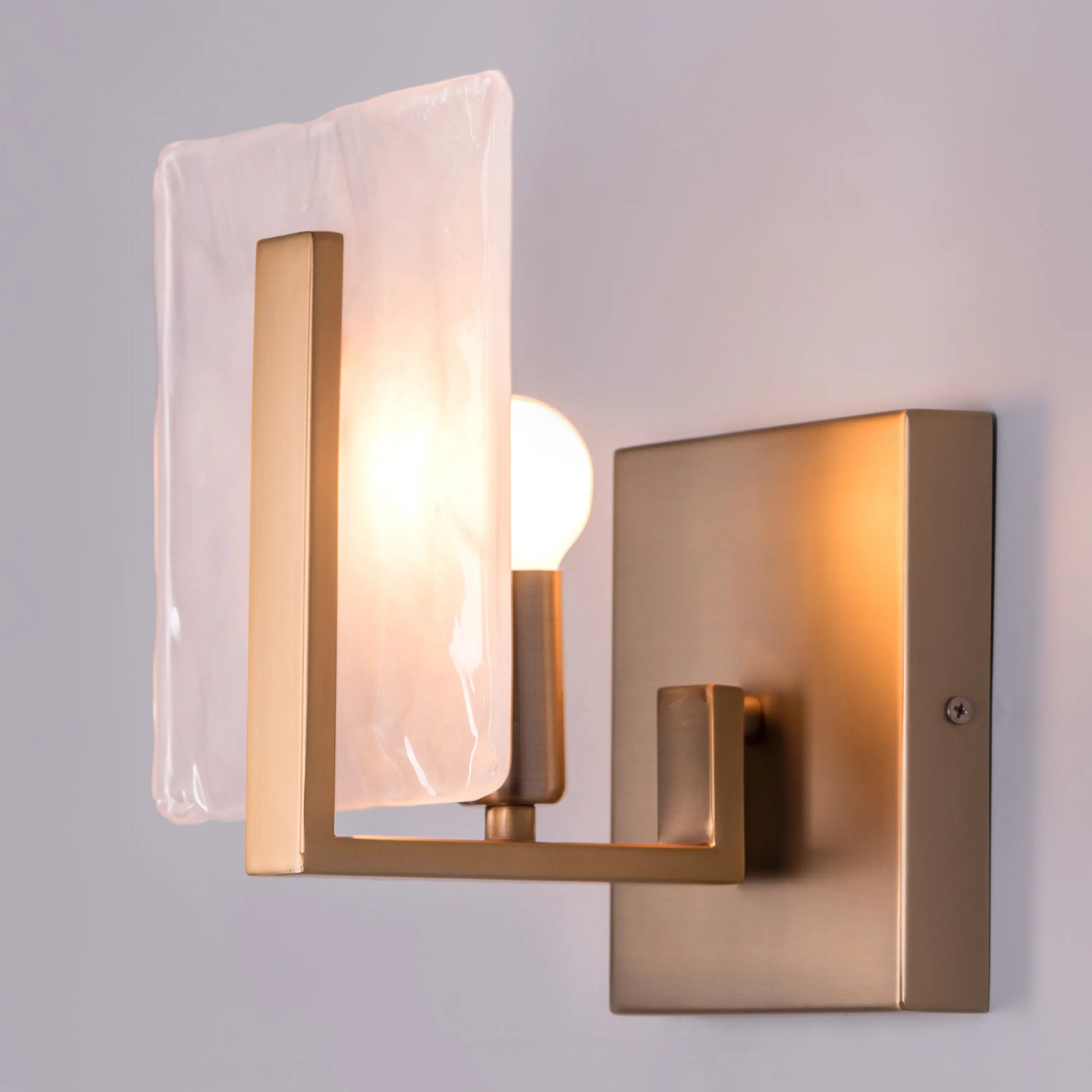 Gold Haze Glass Wall Light - Luxurious contemporary wall sconce featuring ethereal gold-tinted glass and elegant metallic finish, creating diffused ambient lighting for sophisticated interiors